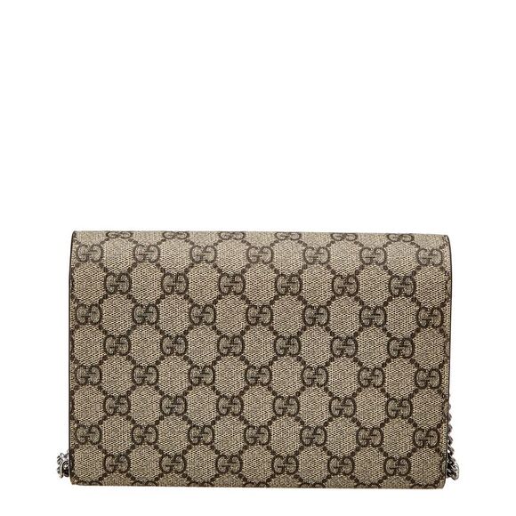 Gucci Dionysus Gg Supreme Canvas Wallet On Chain, Brown - Picture 2 of 3